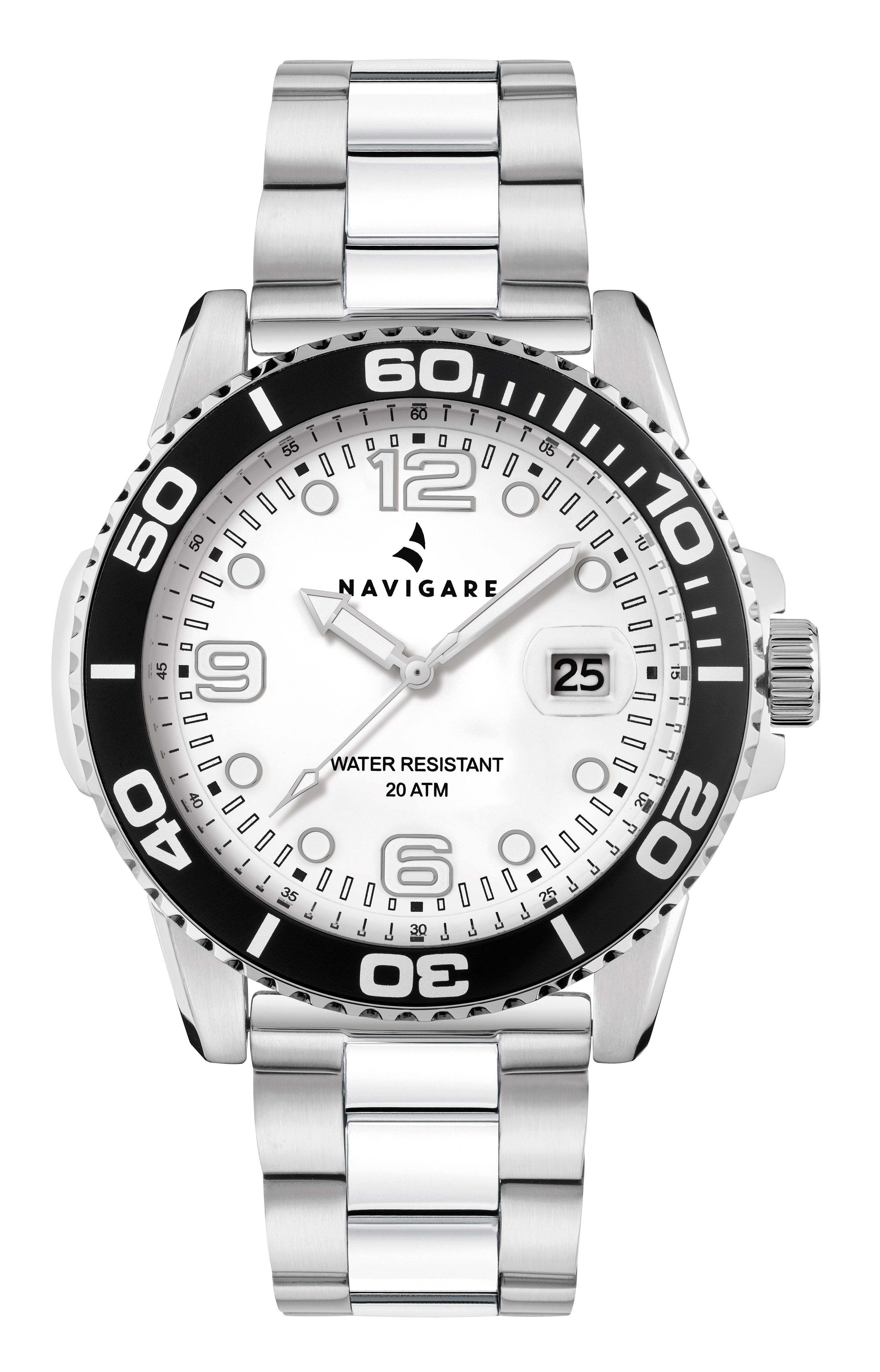 Orologio Navigare Aquamare 200 con doppio cinturino NA271-01 Bianco 43mm