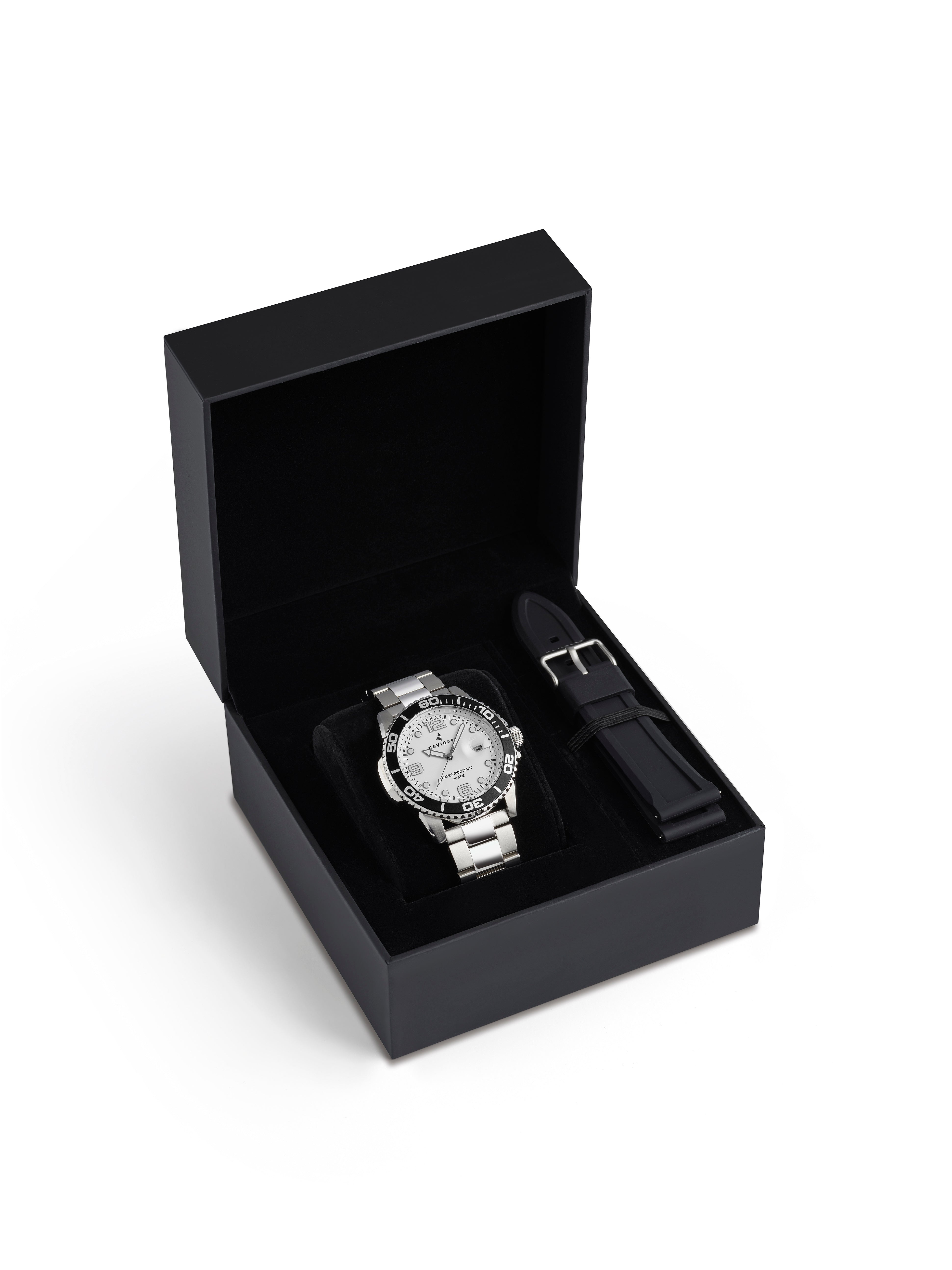 Orologio Navigare Aquamare 200 con doppio cinturino NA271-01 Bianco 43mm